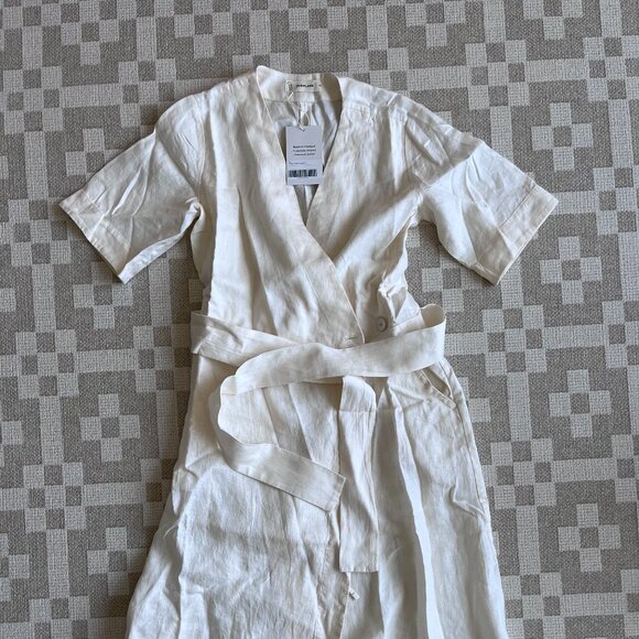 Everlane The Wrap Dress in Linen, XS, in Linen - Picture 2 of 4